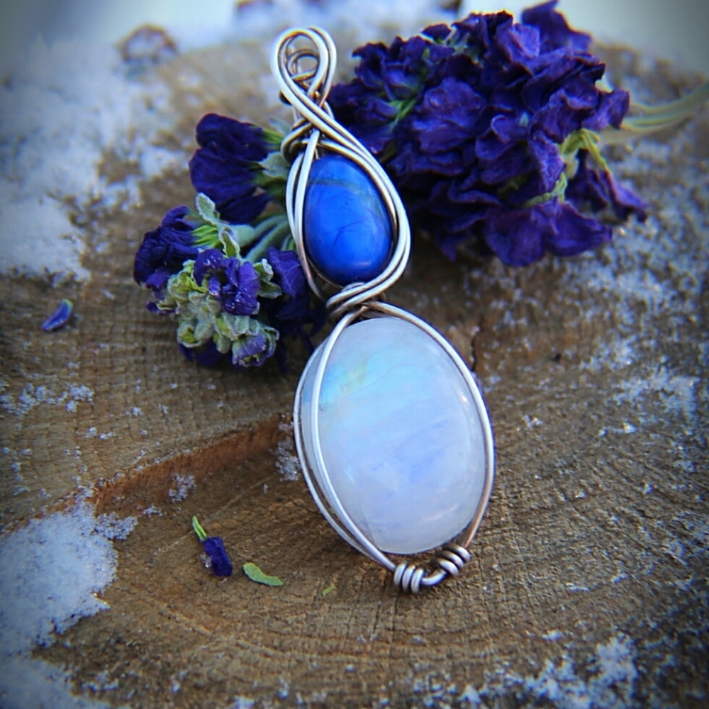 Moonstone and Lapis Pendant
